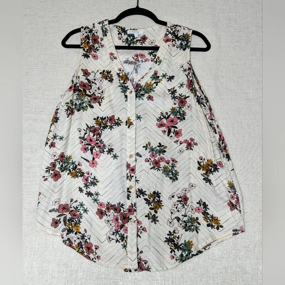 Maurices Floral Sleeveless Button-Down Boho Top - Large - Picture 1 of 13